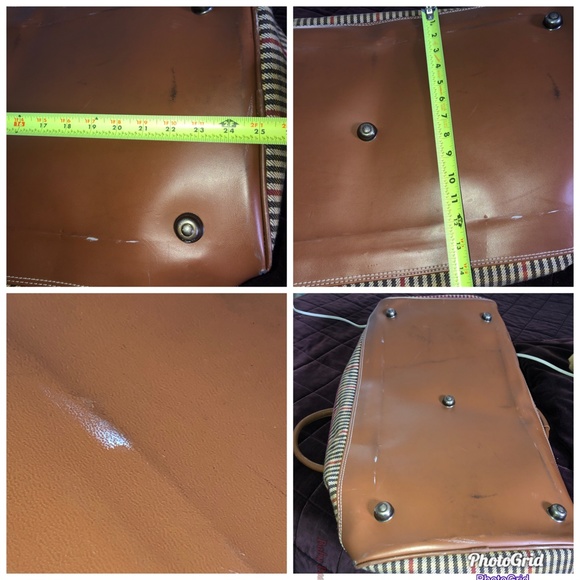 Vintage Perry Ellis Brown Plaid Carry On Weekender Travel Duffel Bag - Picture 16 of 17